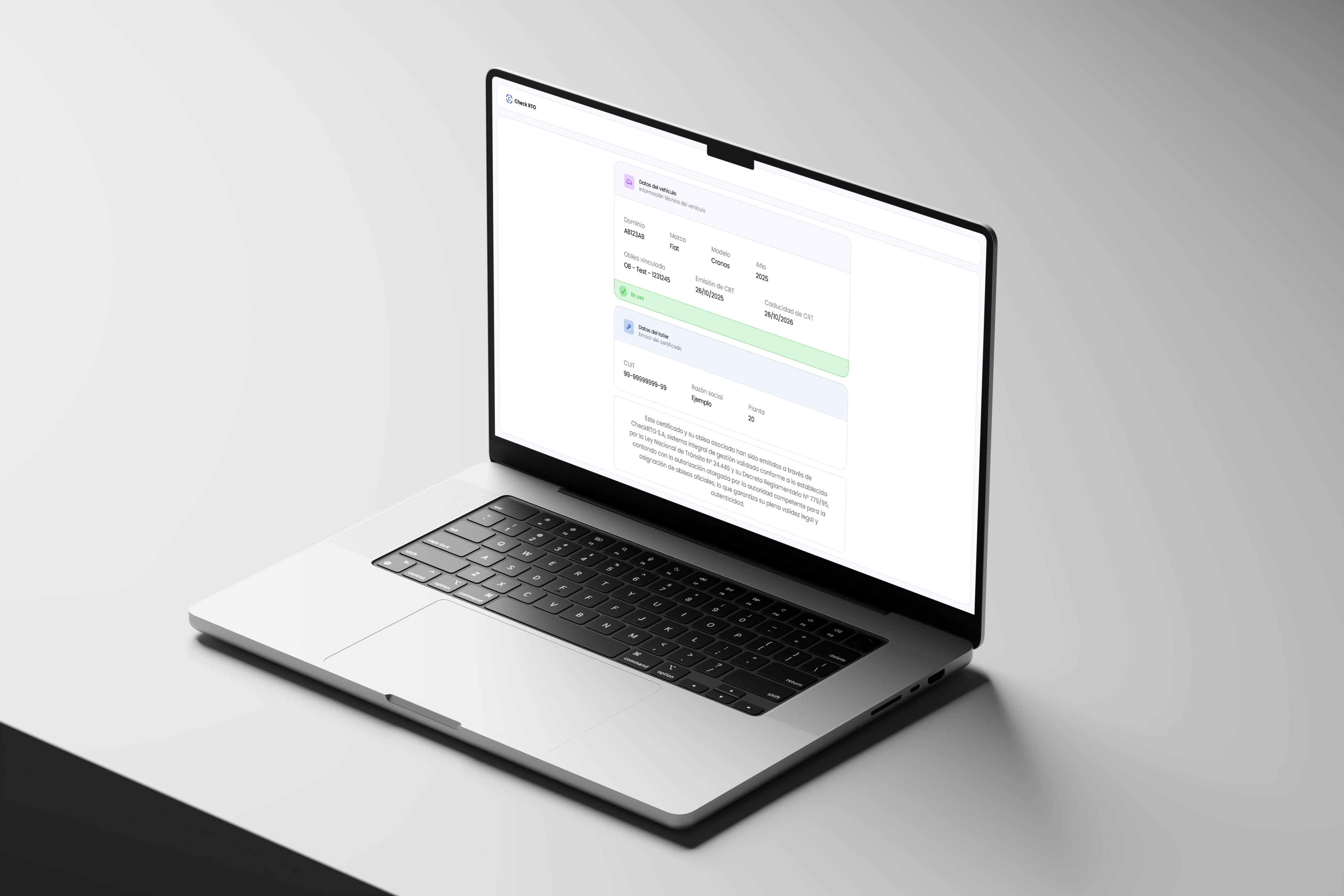 CheckRTO — Web Development, screen 5